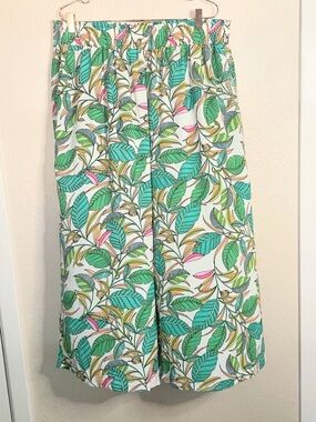Rose & Olive Tropical Wide Leg Palazzo Pants Green 2X